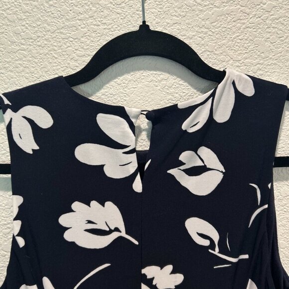 Lauren Ralph Lauren A Line Floral Cocktail Dress High Neck Black White Size 4 - Picture 10 of 10